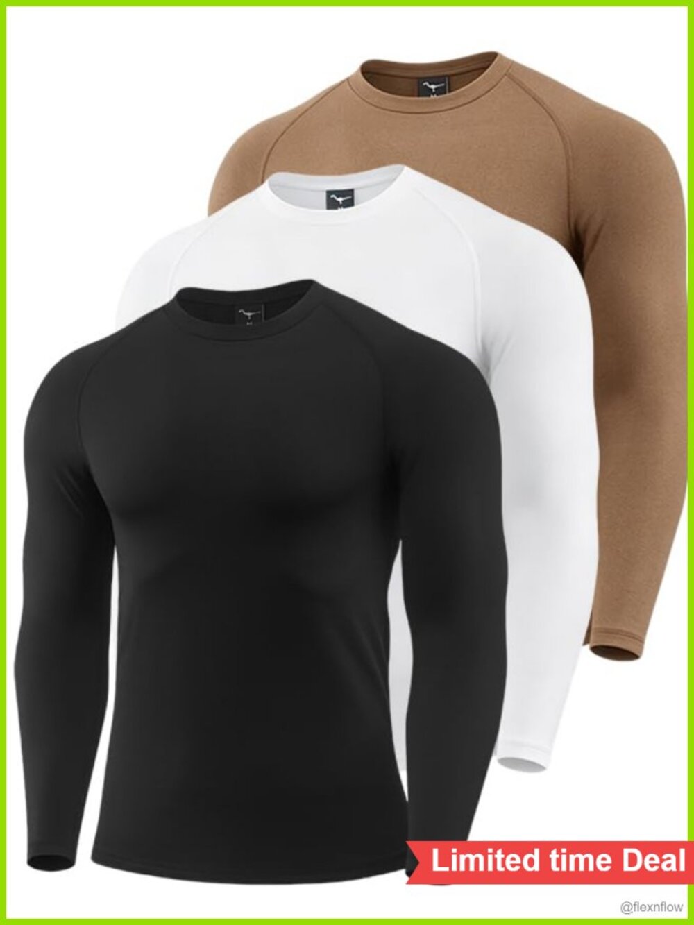 Men's Thermal Compression Shirt 3 Pack Fleece Lined Base Layer Gym
